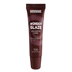 Фотография  Luxvisage БЛЕСК - бальзам для губ Wonder Glaze volume&care тон 106 BROWNIE 12 мл