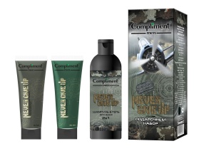 Compliment ПН №1921 men Never give up  (Шампунь&Гель для душа, 250мл + Гель для бритья, 80мл + Лосьо