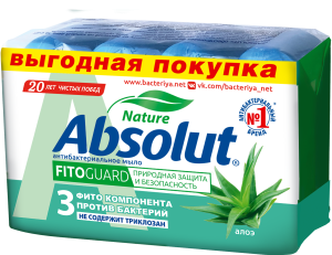 Фотография ПКК Весна Мыло антибактериальное ABSOLUT FitoGuard алоэ, 4х75г • арт.6065