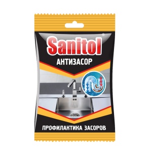 SANITOL  Антизасор Крот для труб в пакетике  90г  арт.ЧС-152
