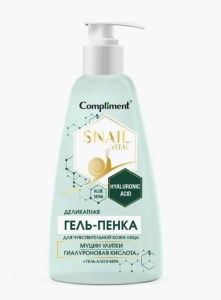 Фотография Compliment SNAIL VITAL Гель-Пенка для умывания для чувствит кожи муцин улитки 250мл • арт.641108