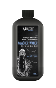 Фотография Family Cosmetics H2Orizont ШАМПУНЬ для волос • тела и бороды 3 в 1 GLACIAR WATER • 500мл • арт.FH2O-209