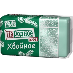 Фотография ПКК Весна Мыло туалетное твердое • Народное ГОСТ (Хвойное), в пленке ППП • 140гр. • арт.1700