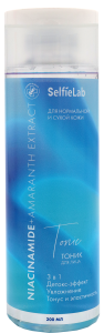 Фотография SELfieLAB Niacinamide + Amaranth extract ТОНИК для лица с алоэ вера, ниацинамидом, экстрактами зародышей пшеницы и амаранта для сухой и норм. кожи, флакон 200мл
