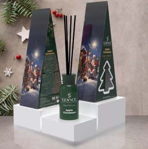 GLANCE Ароматический Диффузор APPLE CINNAMON - ЯБЛОКО С КОРИЦЕЙ (в подарочной упаковке Merry Christm