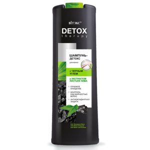 Фотография Витекс DETOX Therapy • Шампунь ДЕТОКС для волос с ЧЕРНЫМ УГЛЕМ и экстрактом листьев нима 500мл, код 02 39