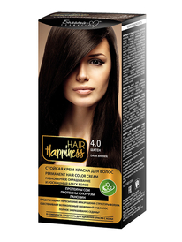 Фотография  Белита-М Hair Happiness Стойкая Крем-краска для волос Аммиачная тон 4.0 Шатен