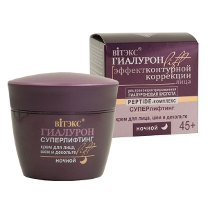Фотография Витекс Гиалурон Lift • 45+Крем для лица шеи и декольте Ночной 45мл, код 46 40