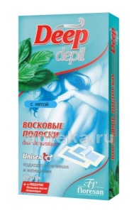 Фотография Флоресан Deep Depil • Восковые полоски для депиляции "UNISEX" с МЯТОЙ. 20 полосок арт.Ф-483
