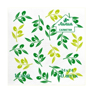 Фотография Лилия Салфетки бумажные • С рисунком (в ассортименте) • 1 слойные • Белые • 24х24см • 50шт • №8925