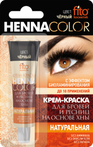 Фотография Фитокосметик КРЕМ-краска HENNA COLOR для БРОВЕЙ и РЕСНИЦ цвет ЧЕРНЫЙ туба 5мл • арт.1223