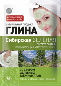 Фитокосметик Глина зеленая Сибирская ПИТАТЕЛЬНАЯ,со сбором целебных таежных трав, 75г