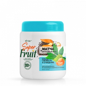 ВИТЭКС Super FRUIT МАТЧА+фруктовый микс БАЛЬЗАМ для волос СВЕЖЕСТЬ и ОЧИЩЕНИЕ для нормальных и склон