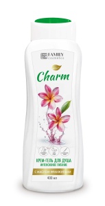 Фотография  FAMILY COSMETICS CHARM Крем-гель для душа "Тонус и Упругость" с маслом франжипани 400мл, арт.CHARM-003 