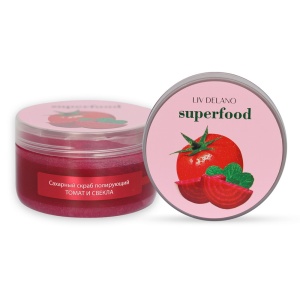 Фотография Liv Delano SUPERFOOD • Сахарный скраб полирующий ТОМАТ И СВЕКЛА • 240г