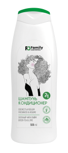 Фотография Family Cosmetics Шампунь-Кондиционер 2-в-1 • Свежесть и Объём • Для Всех типов волос • 500мл • арт.FSC21-7002