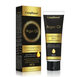 Фотография Compliment ARGAN OIL Питательный КРЕМ с эффектом ботокса для лица, шеи для зрелой кожи 50мл • арт.875641