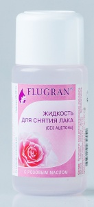 Фотография Flugran Жидкость для снятия лака с РОЗОВЫМ МАСЛОМ без ацетона • 50 мл