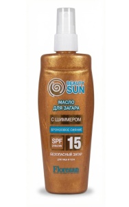 Фотография  FLORESAN Beauty SUN Масло для быстрого загара "БРОНЗОВОЕ СИЯНИЕ" с шиммером SPF 15, 135 мл арт.Ф-821