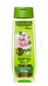 ПРЕЛЕСТЬ ШАМПУНЬ 5 в1 для повреж./секущ. волос Био 400мл с гидролатом Розы, арт.21-067