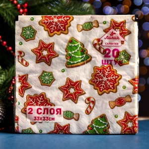 Фотография Лилия Салфетки бумажные • Сладости • 2 слойные • 33х33см • 20шт. • №7816