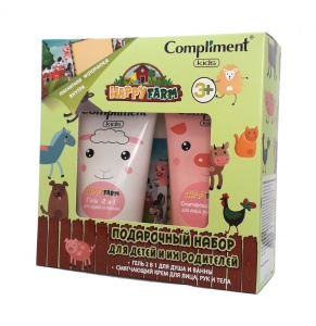 Фотография Compliment Подарочный набор №1163 "Kids Happy farm" (крем для лица рук и тела 150мл + гель для душа 150мл + магнит) • арт. 879526