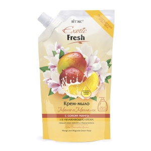 Фотография Витекс EXOTIC • FRESH Крем-мыло МАНГО И МАГНОЛИЯ, дой пак 750мл, код 24 52