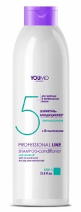 Фотография  Iris Professional Line Шампунь-Кондиционер №5 с D-пантенолом против перхоти для жирных и нормальных волос, 1л