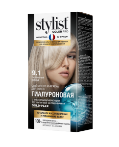 Фотография Global Bio Cosmetic Стойкая крем-краска • Гиалуроновая • Тон 9.1 • Пепельный блонд • 115мл • арт.GB-7977