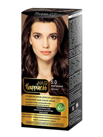 Фотография  Белита-М Hair Happiness Стойкая Крем-краска для волос Аммиачная тон 5.0 Светло-Каштановый